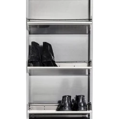 Kleinmöbel & Sonstiges-KARE Design Schuhkipper Caruso 3-Er Silber/Geflext