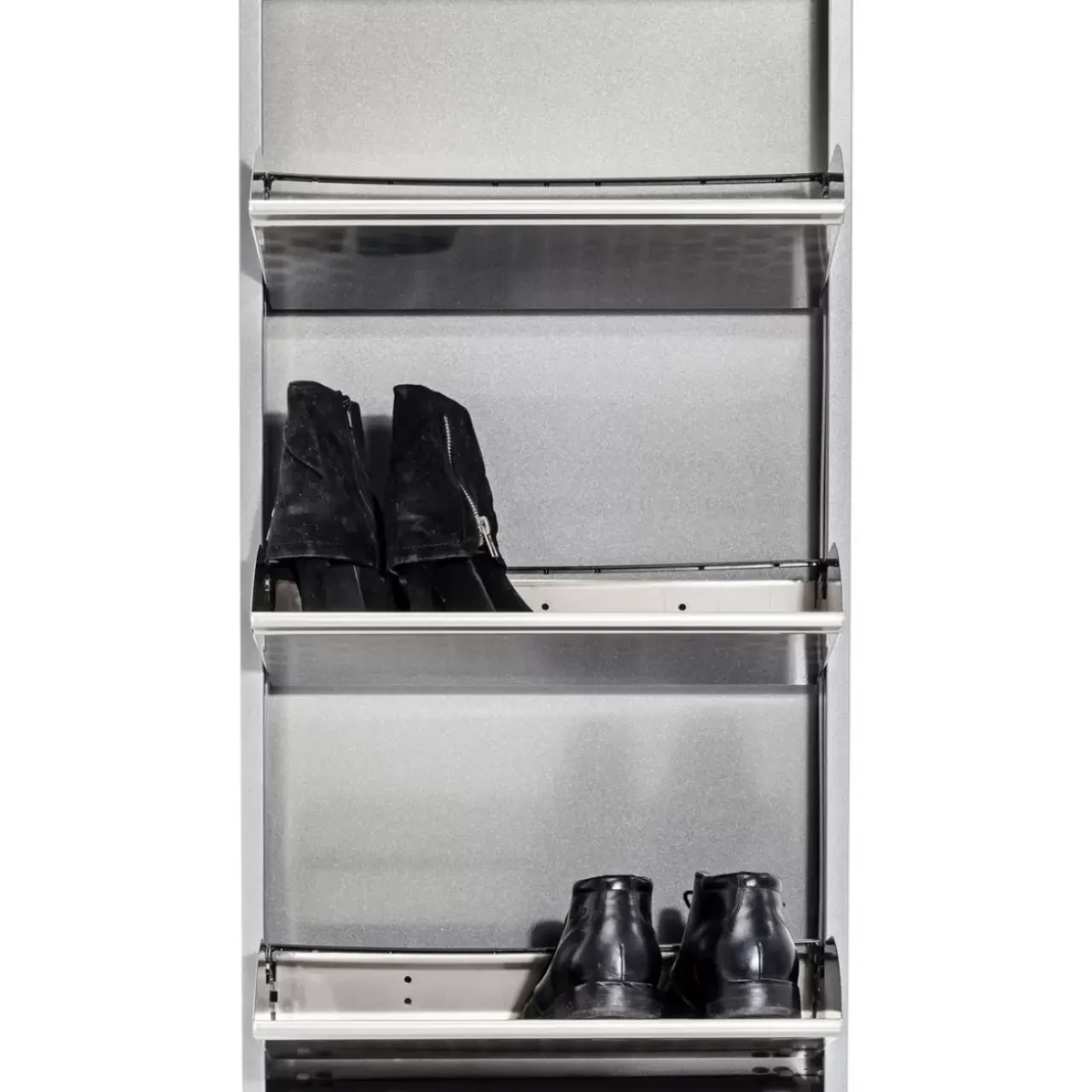 Kleinmöbel & Sonstiges-KARE Design Schuhkipper Caruso 3-Er Silber/Geflext