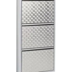 Kleinmöbel & Sonstiges-KARE Design Schuhkipper Caruso 3-Er Silber/Geflext