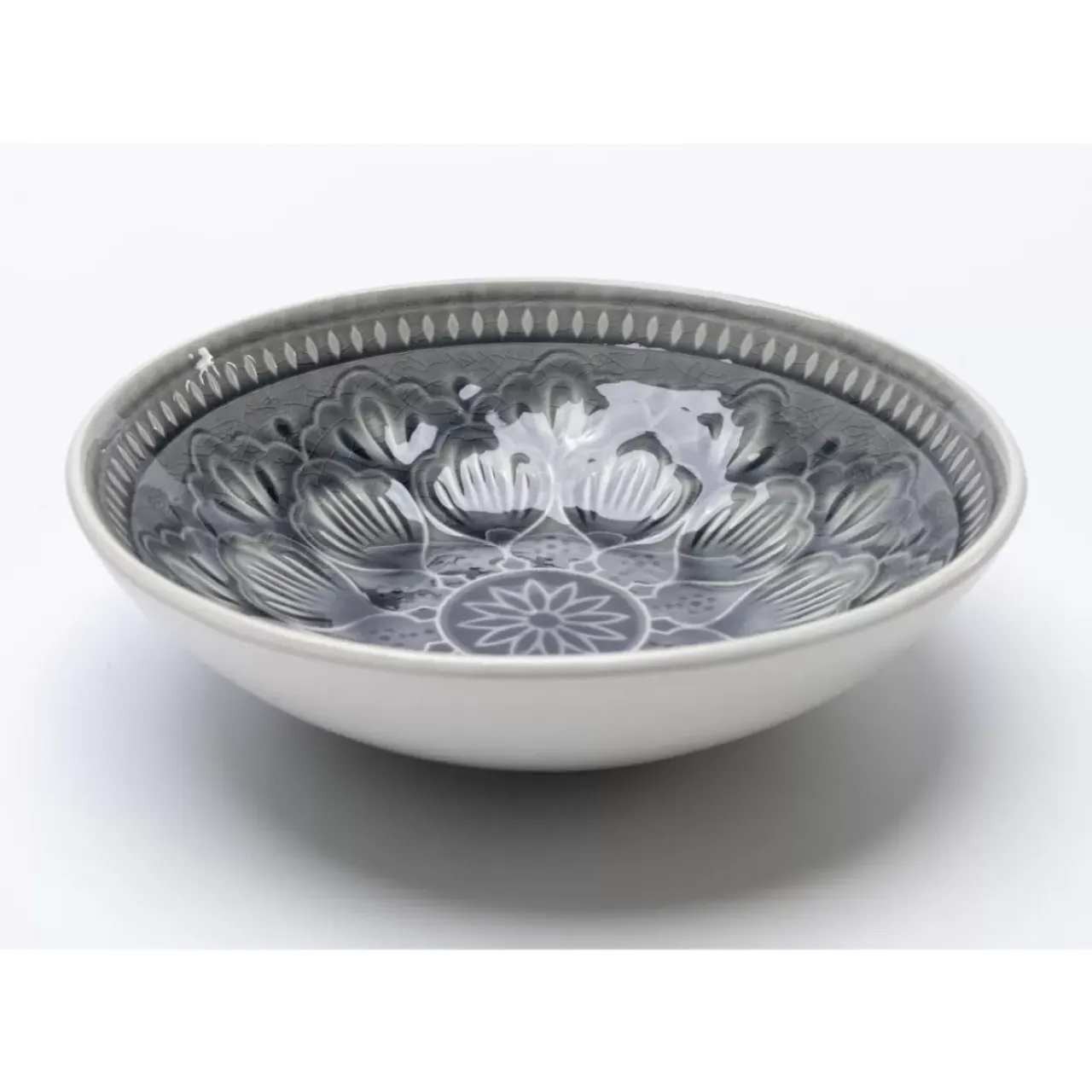 Geschirr & Tischaccessoires-KARE Design Schussel Sicilia Mandala Grau O18