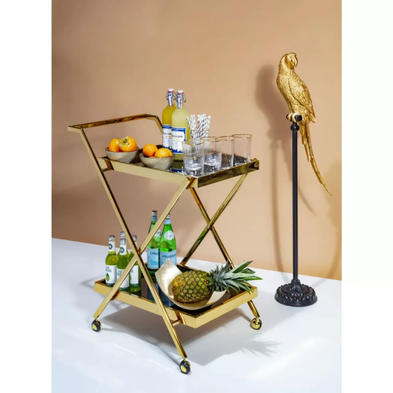 Tische-KARE Design Servierwagen Casino Gold