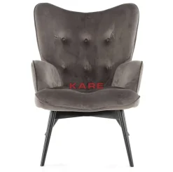 Sessel-KARE Design Sessel Black Vicky Velvet Grau