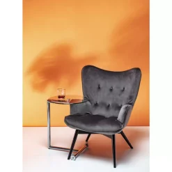 Sessel-KARE Design Sessel Black Vicky Velvet Grau