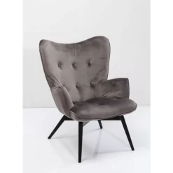 Sessel-KARE Design Sessel Black Vicky Velvet Grau