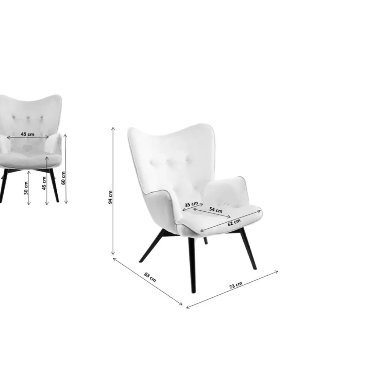 Sessel-KARE Design Sessel Black Vicky Velvet Grau