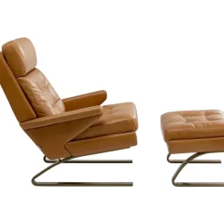 Sessel-KARE Design Sessel Mit Hocker Breno Braun