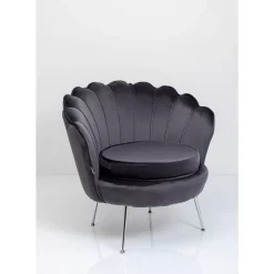 Sessel-KARE Design Sessel Water Lily Chrom Grau