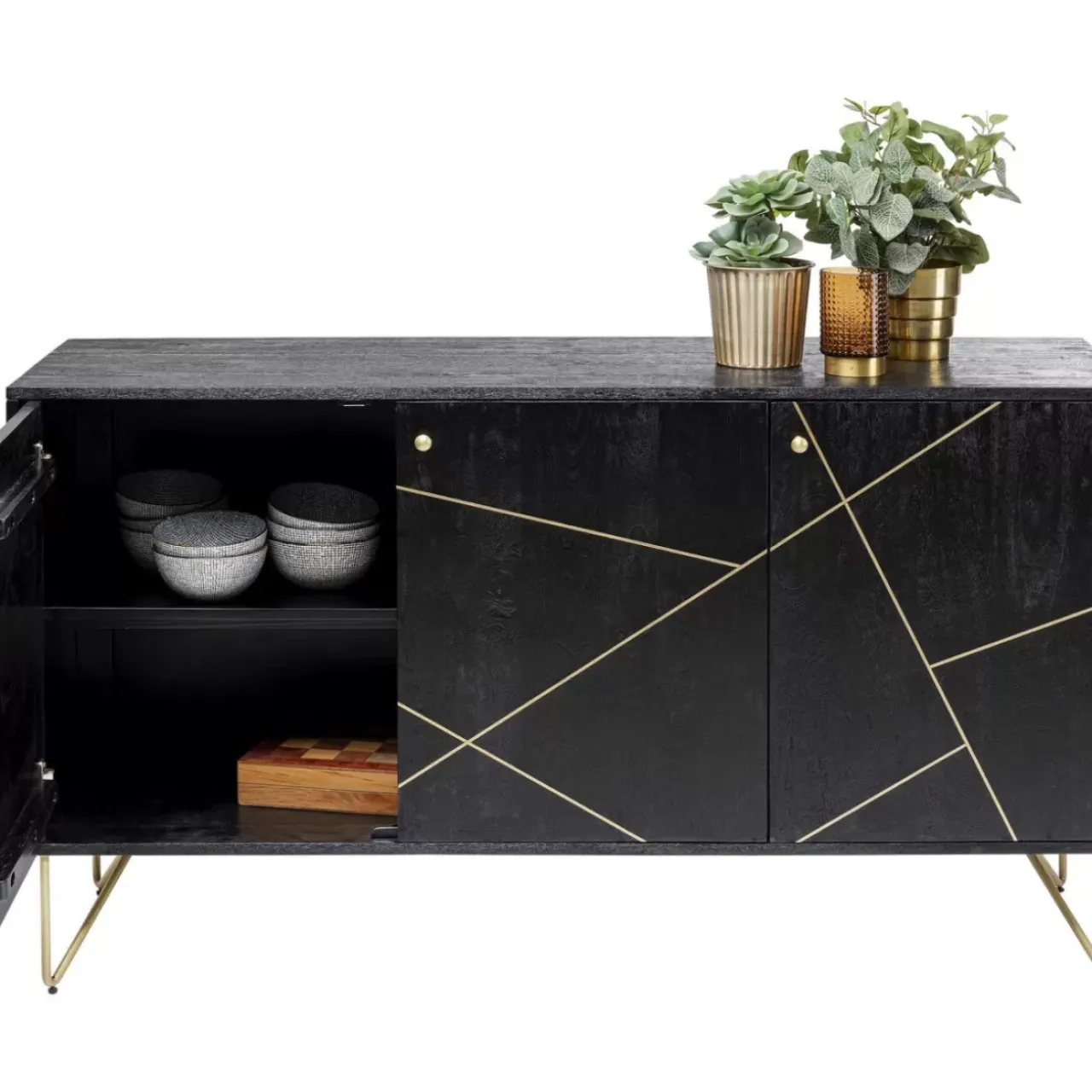 Kommoden & Sideboards-KARE Design Sideboard Gold Vein 3 Turig 145X82Cm