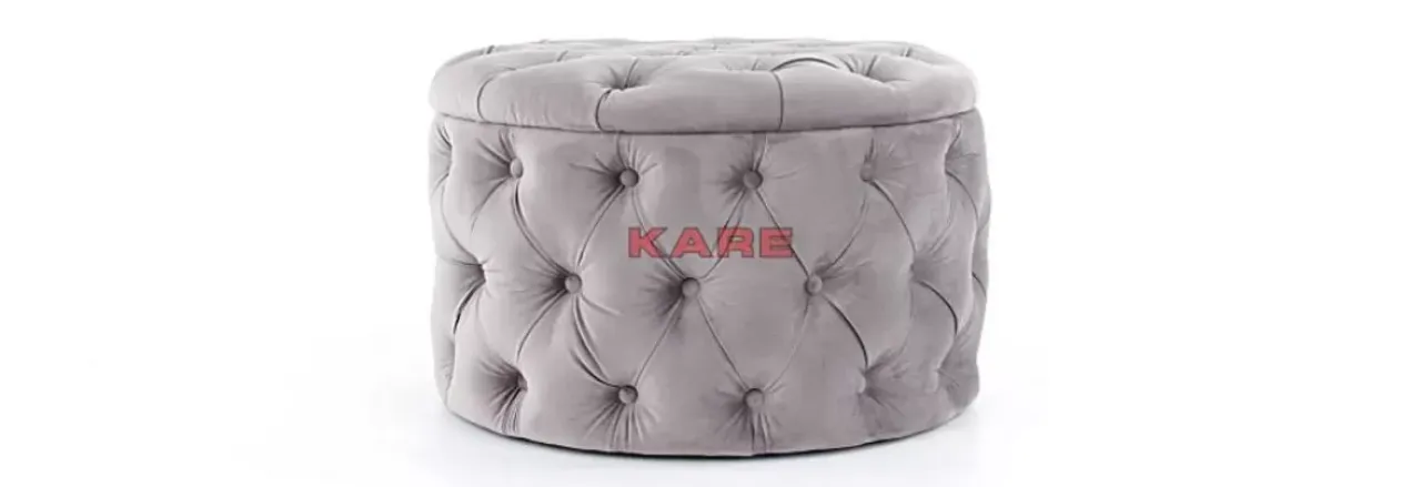 Sitzbänke-KARE Design Sitztruhe Desire Rund Silbergrau
