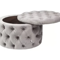 Sitzbänke-KARE Design Sitztruhe Desire Rund Silbergrau