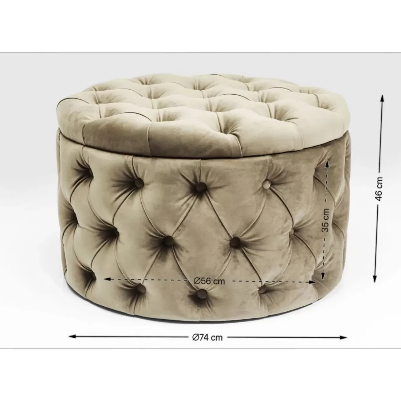 Sitzbänke-KARE Design Sitztruhe Desire Rund Silbergrau