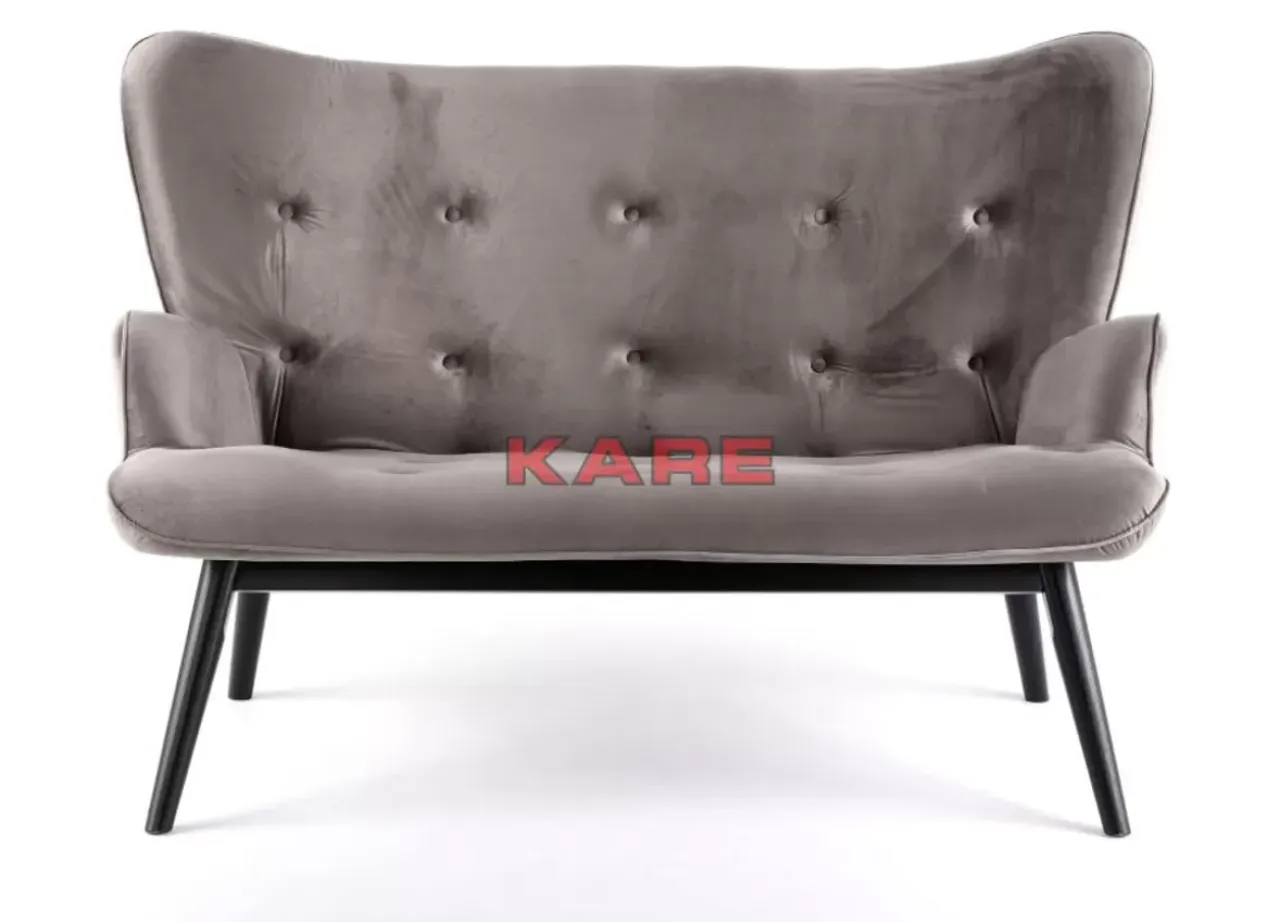 Sofas & Couches-KARE Design Sofa Black Vicky 2-Sitzer Velvet Grau