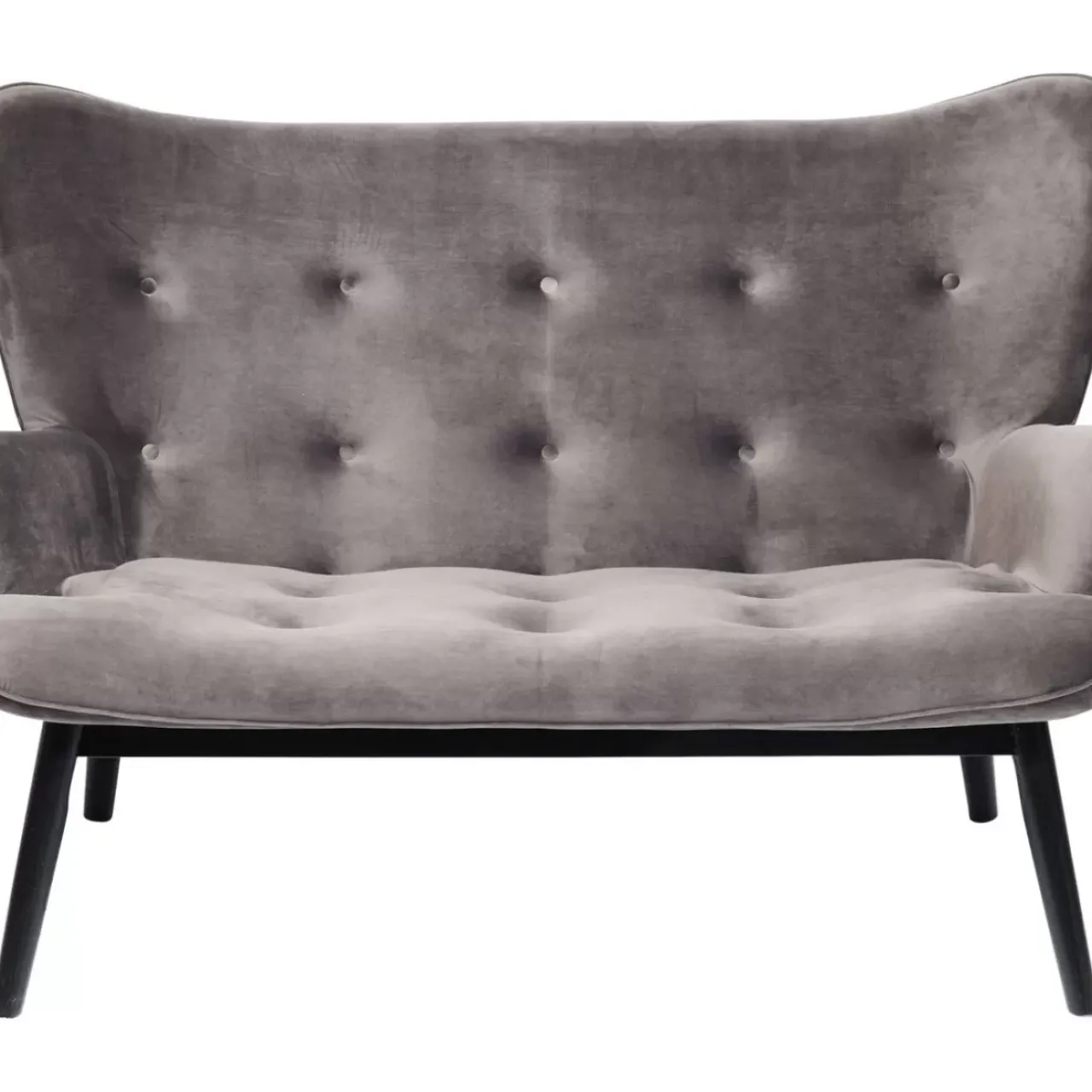 Sofas & Couches-KARE Design Sofa Black Vicky 2-Sitzer Velvet Grau