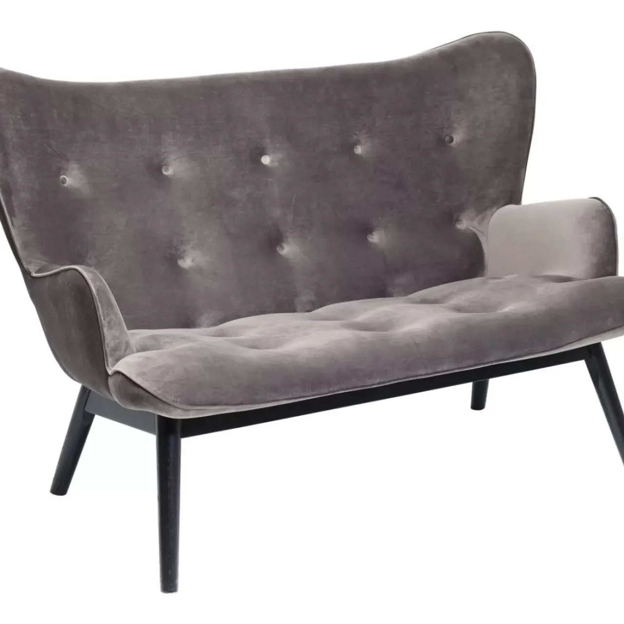 Sofas & Couches-KARE Design Sofa Black Vicky 2-Sitzer Velvet Grau