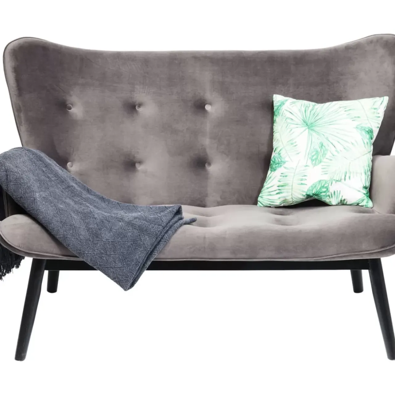 Sofas & Couches-KARE Design Sofa Black Vicky 2-Sitzer Velvet Grau