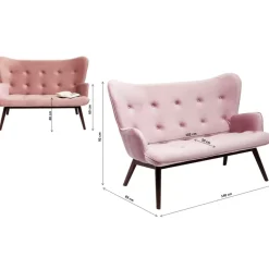 Sofas & Couches-KARE Design Sofa Black Vicky 2-Sitzer Velvet Grau