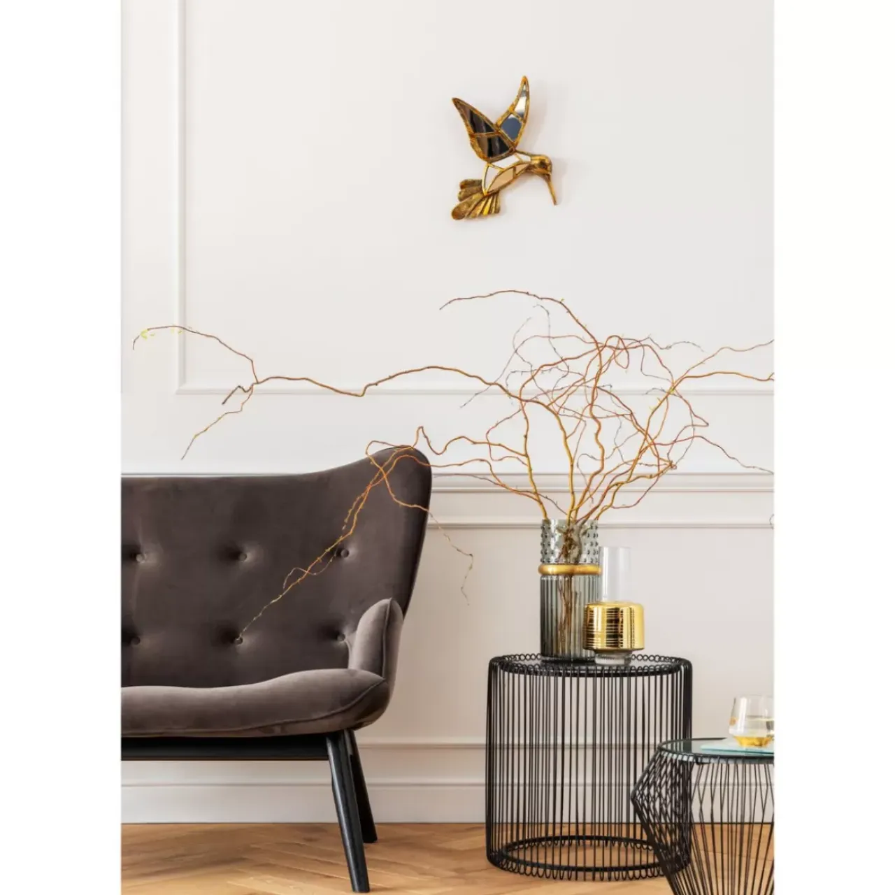 Sofas & Couches-KARE Design Sofa Black Vicky 2-Sitzer Velvet Grau