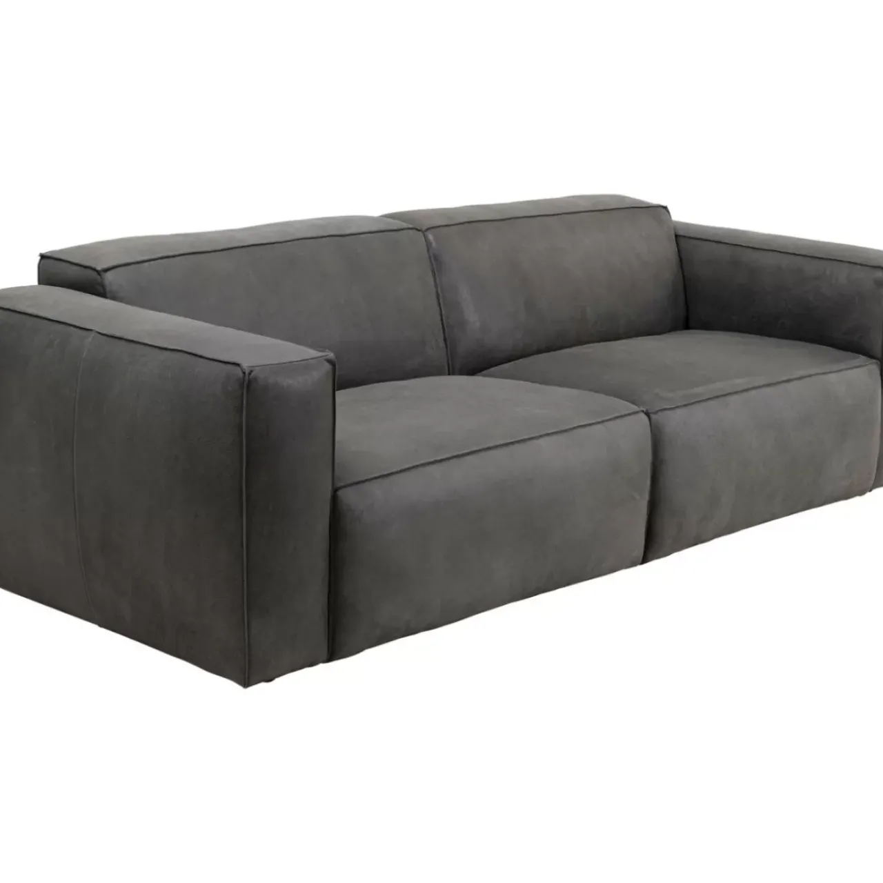 Sofas & Couches-KARE Design Sofa Henry 3-Sitzer Leder Grau