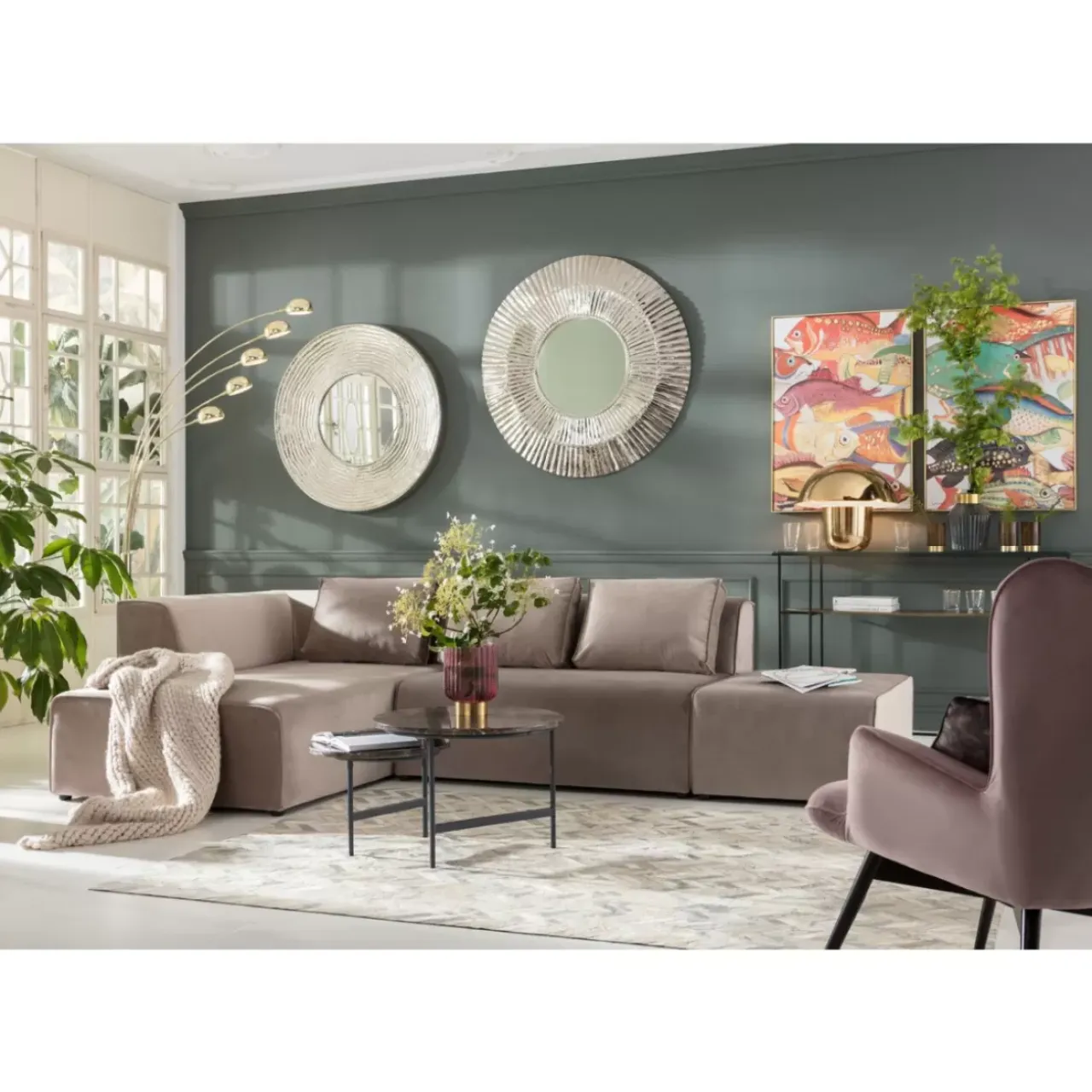Sofas & Couches-KARE Design Sofa Infinity Velvet Taupe Links