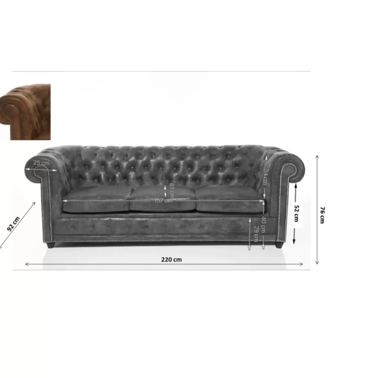 Sofas & Couches-KARE Design Sofa Oxford 3-Sitzer Vintage Smart