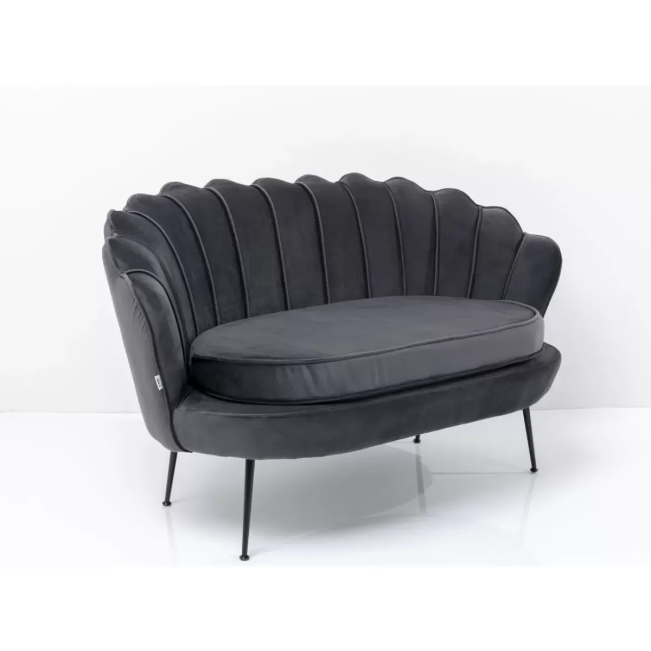 Sofas & Couches-KARE Design Sofa Water Lily 2-Sitzer Black Grau