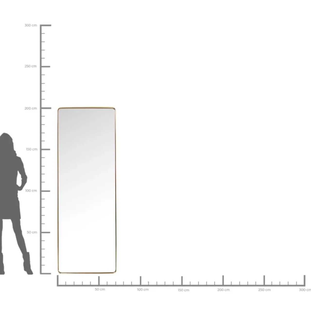 Spiegel-KARE Design Spiegel Curve Rectangular Brass 70X200Cm