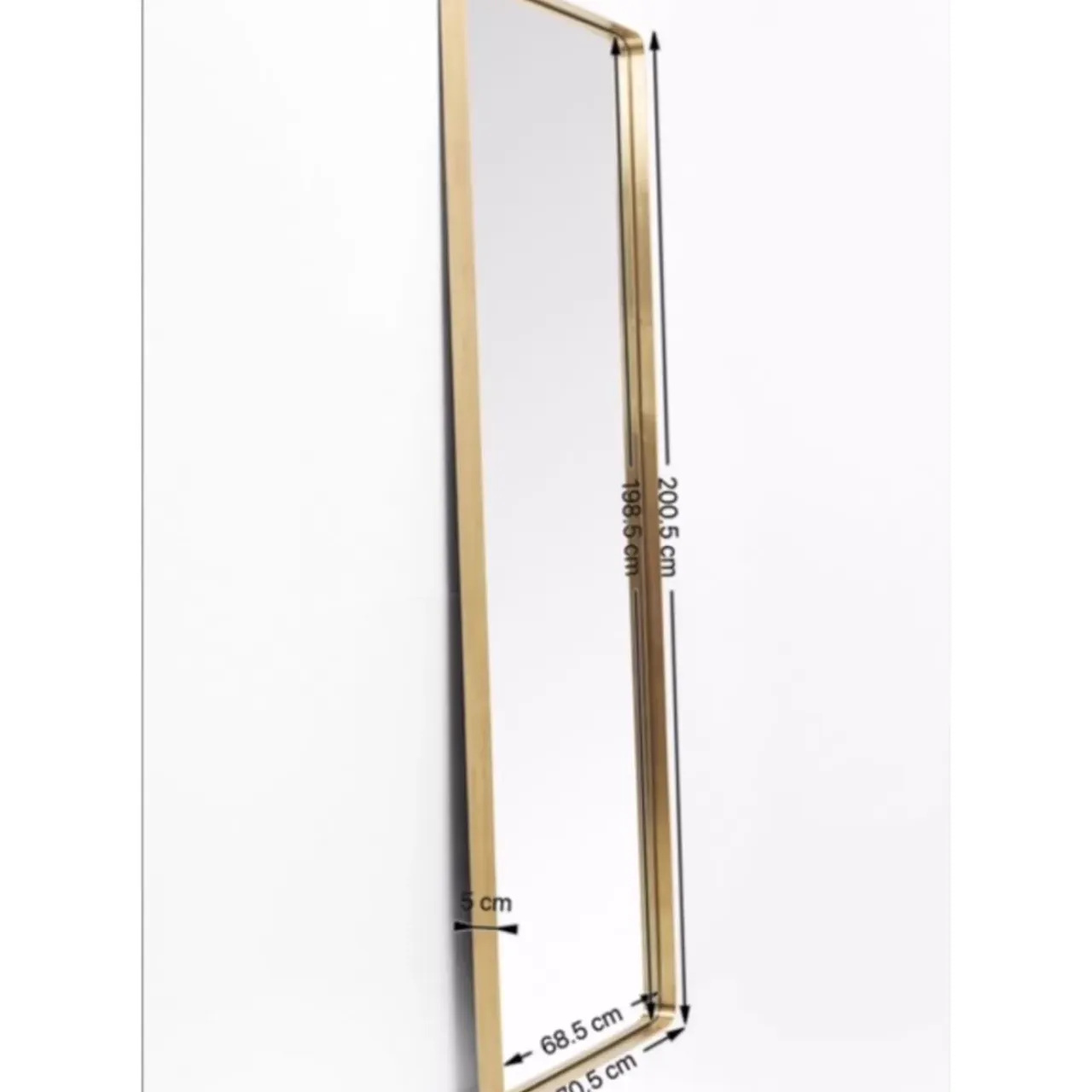 Spiegel-KARE Design Spiegel Curve Rectangular Brass 70X200Cm