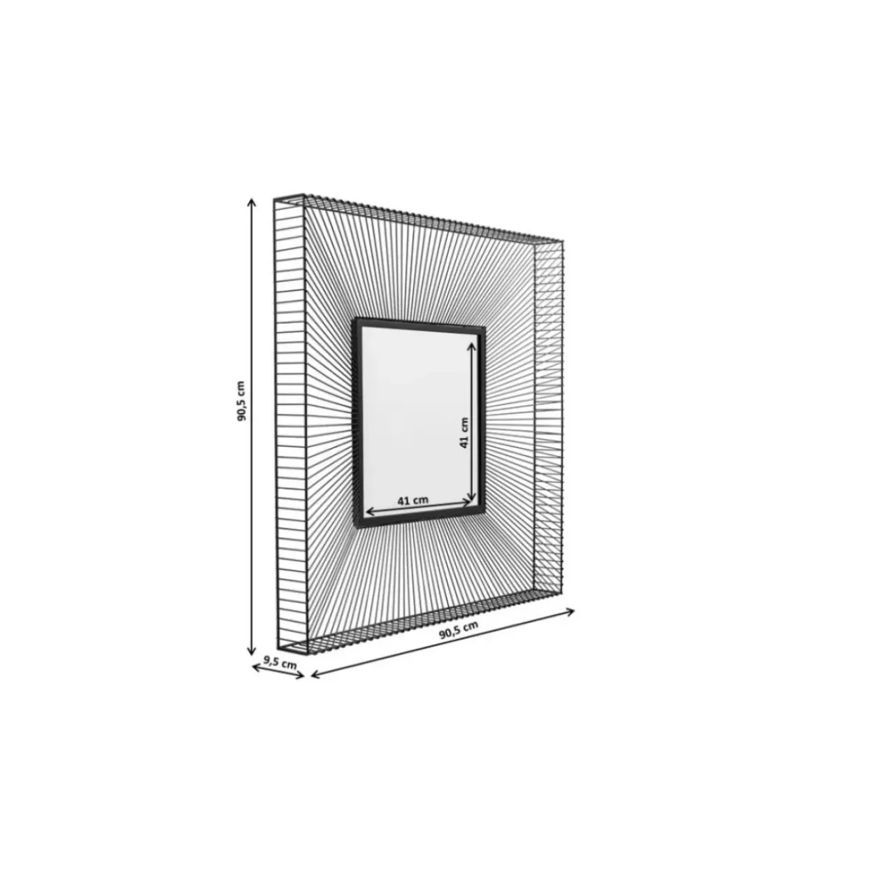 Spiegel-KARE Design Spiegel Dimension Square Schwarz 91X91Cm