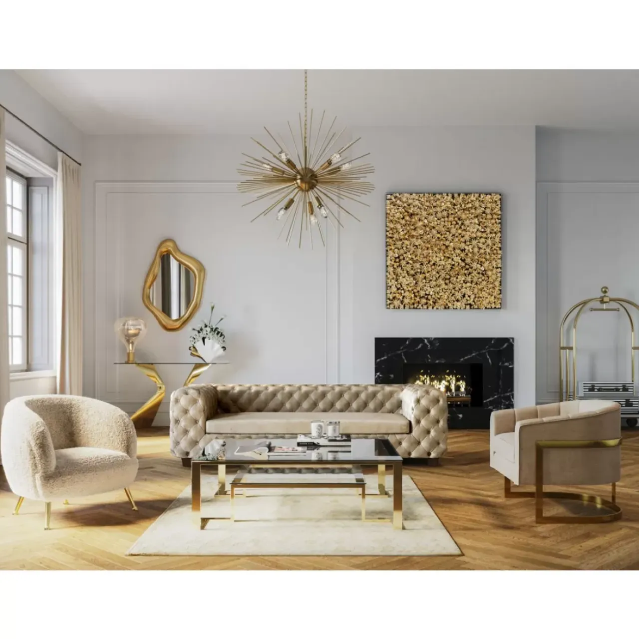 Spiegel-KARE Design Spiegel Hologram Gold 76X119Cm