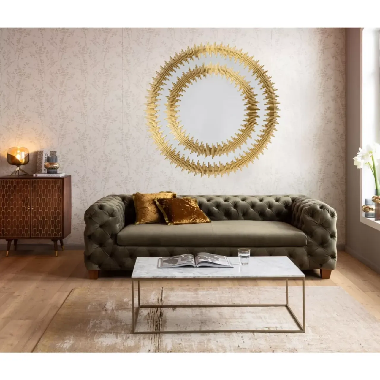 Spiegel-KARE Design Spiegel Solare Gold O132Cm