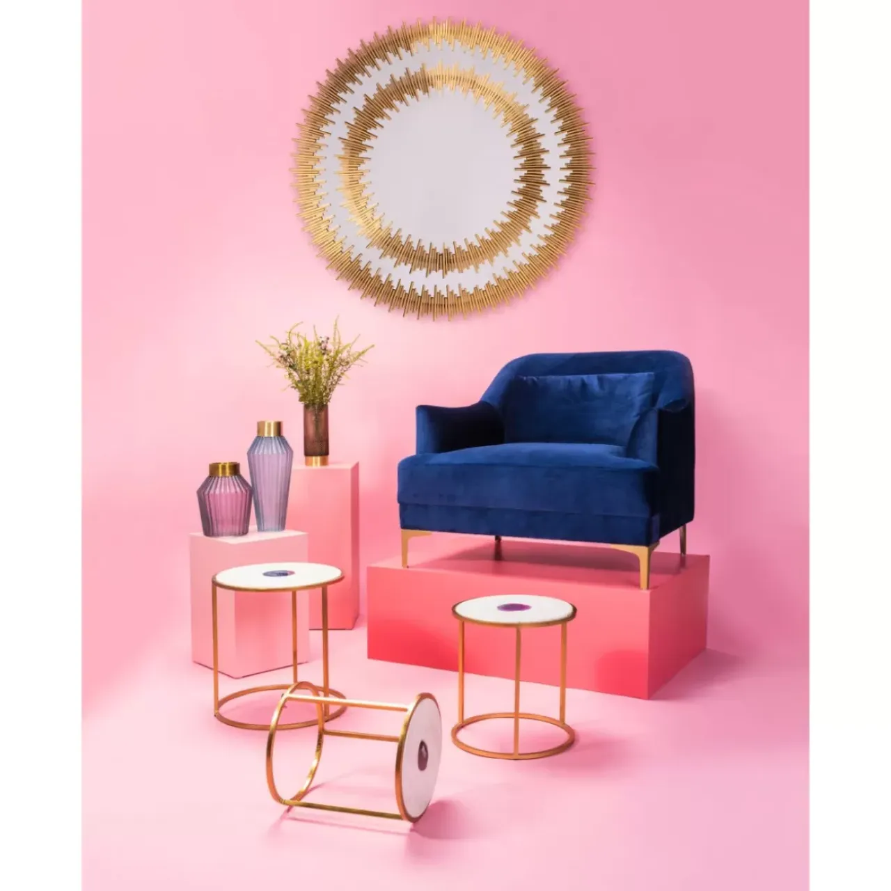 Spiegel-KARE Design Spiegel Solare Gold O132Cm