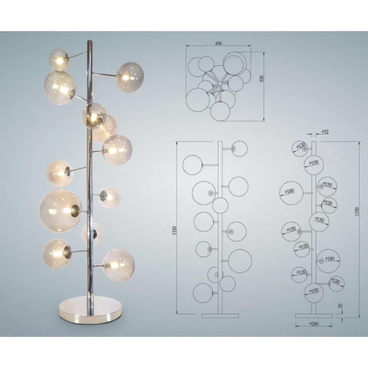 Steh & Bodenleuchten-KARE Design Stehleuchte Balloon Smoke 12
