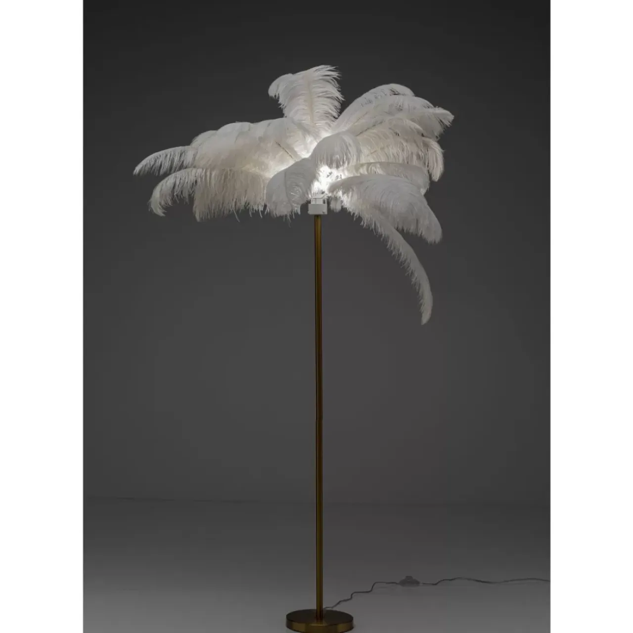Steh & Bodenleuchten-KARE Design Stehleuchte Feather Palm Weis 165Cm