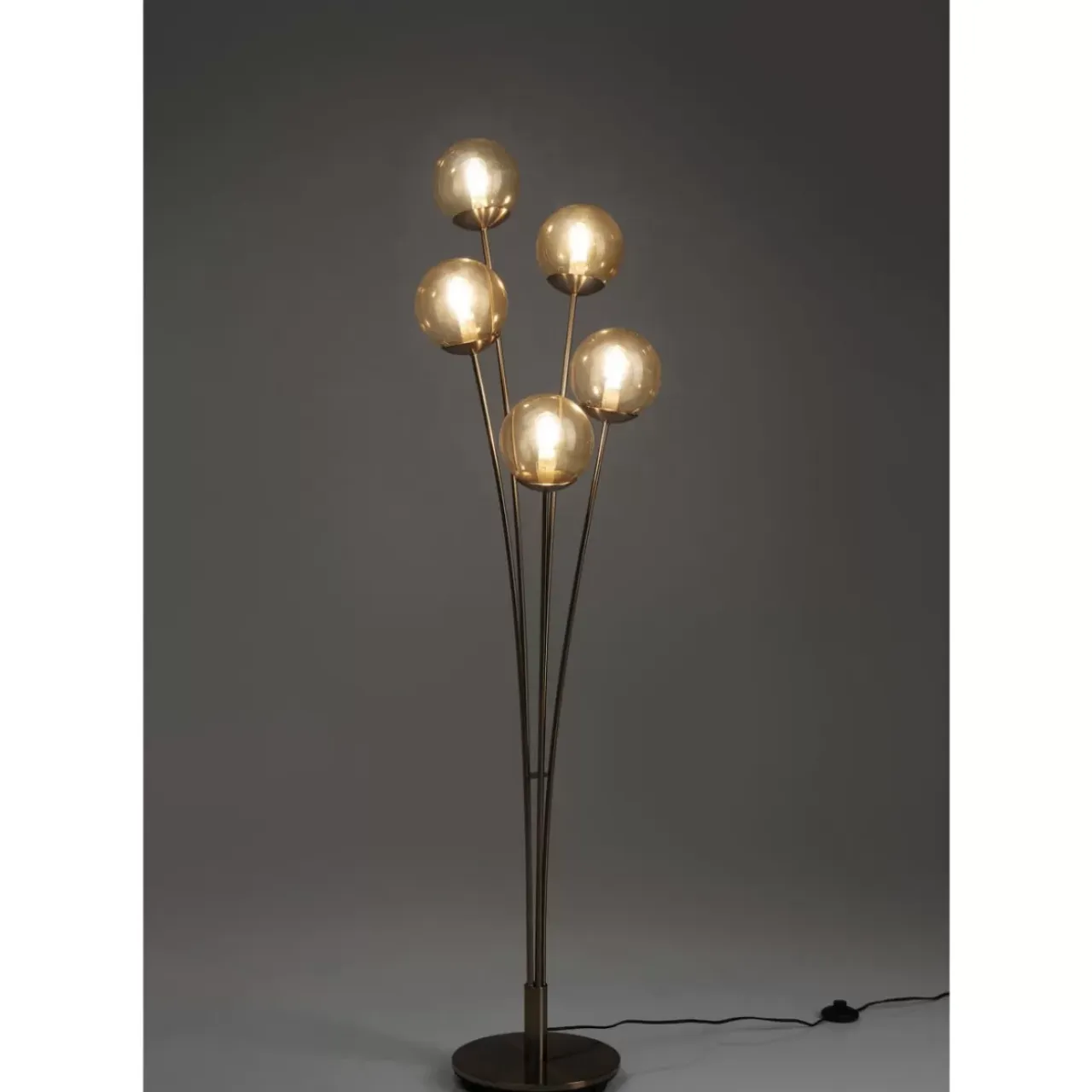 Steh & Bodenleuchten-KARE Design Stehleuchte Five Balls Amber Brass