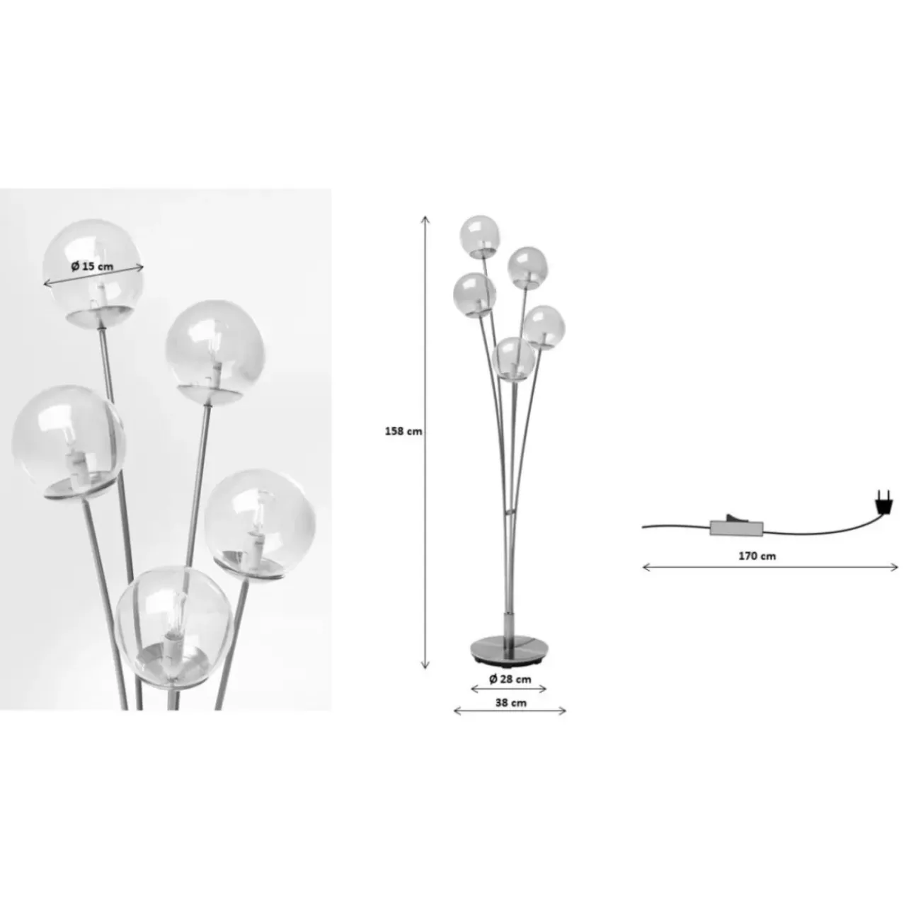 Steh & Bodenleuchten-KARE Design Stehleuchte Five Balls Amber Brass
