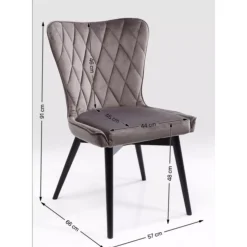 Stühle-KARE Design Stuhl Black Marshall Velvet Grau