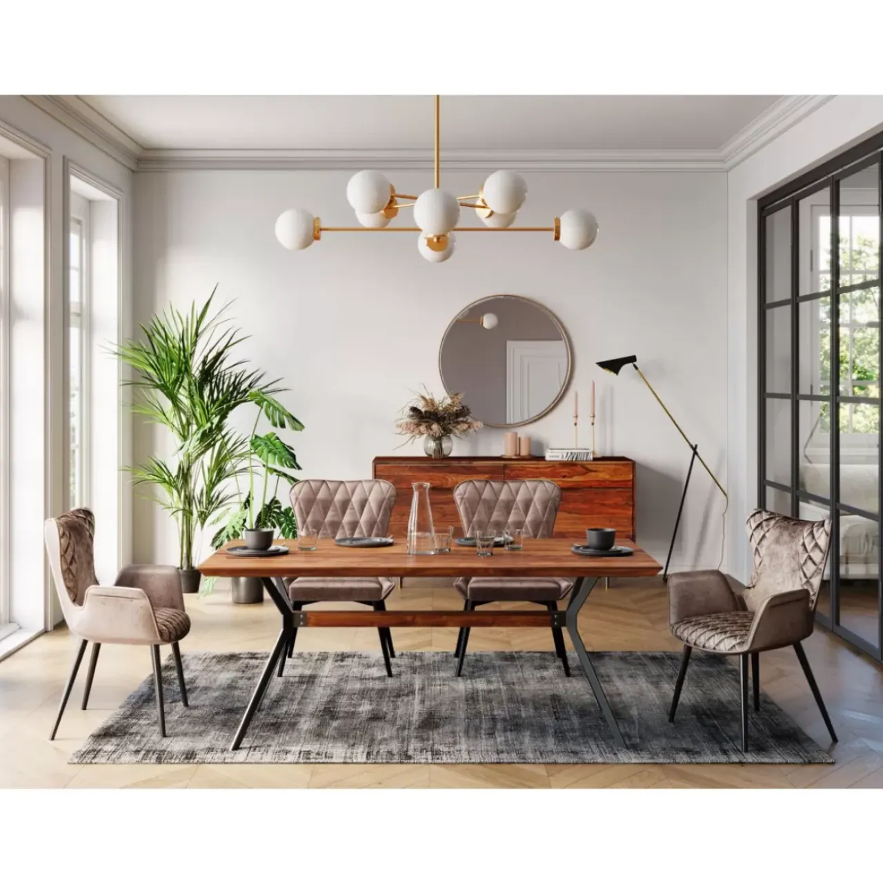 Stühle-KARE Design Stuhl Black Marshall Velvet Grau