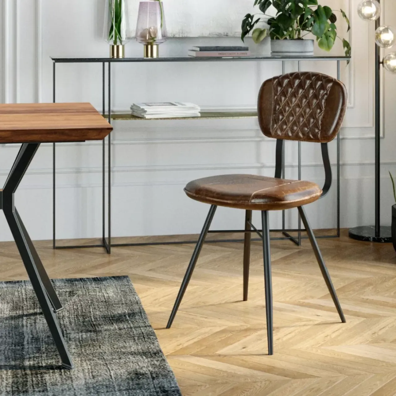 Stühle-KARE Design Stuhl Samba Leder Braun