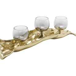 Deko & Geschenkartikel-KARE Design Teelichthalter 3 Jade Gold (4/Tlg.)