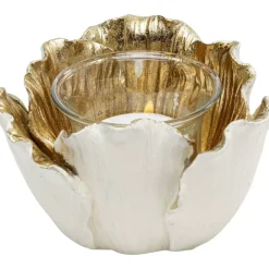 Deko & Geschenkartikel-KARE Design Teelichthalter Flower Bloom Creme Gold O10