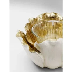 Deko & Geschenkartikel-KARE Design Teelichthalter Flower Bloom Creme Gold O10