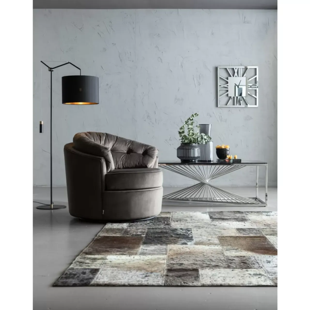 Teppiche-KARE Design Teppich Squares Grau 170X240Cm