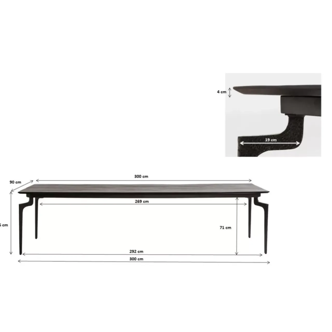 Tische-KARE Design Tisch Bug 300X90Cm