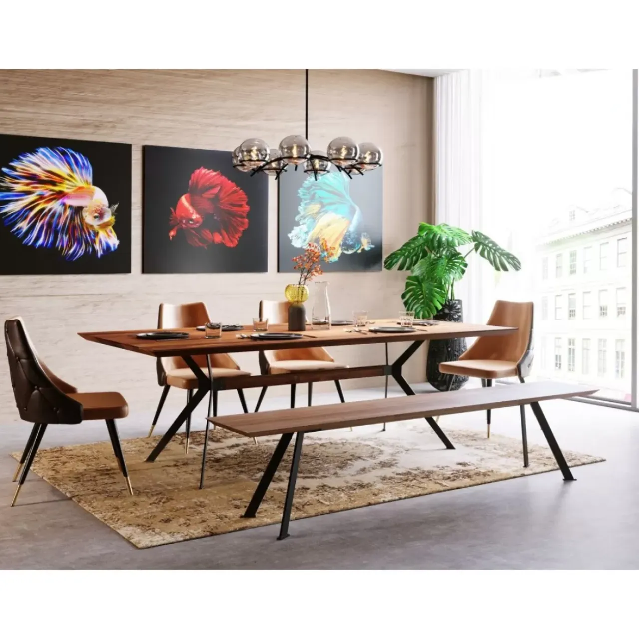 Tische-KARE Design Tisch Downtown Walnuss 220X100Cm