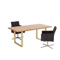 Tische-KARE Design Tisch Jackie Eiche Messing 160X80