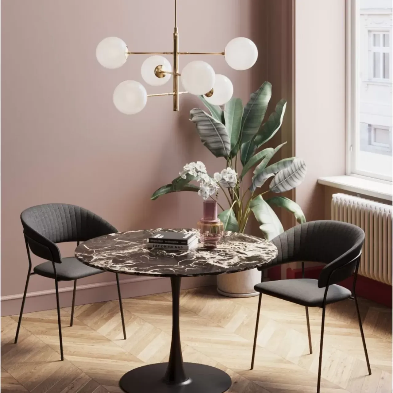 Tische-KARE Design Tisch Schickeria Marmor Schwarz O110Cm