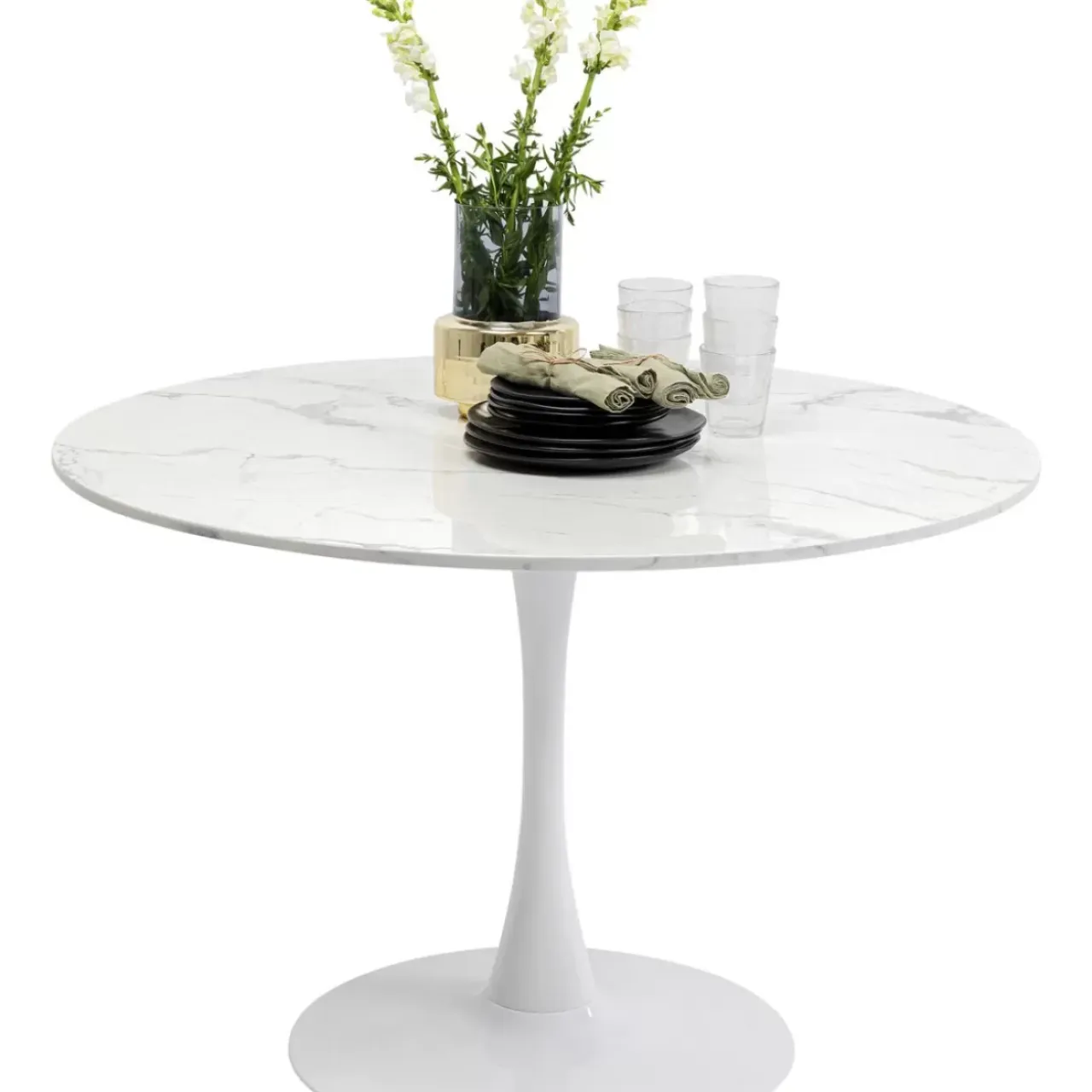 Tische-KARE Design Tisch Schickeria Marmor Weis O110Cm