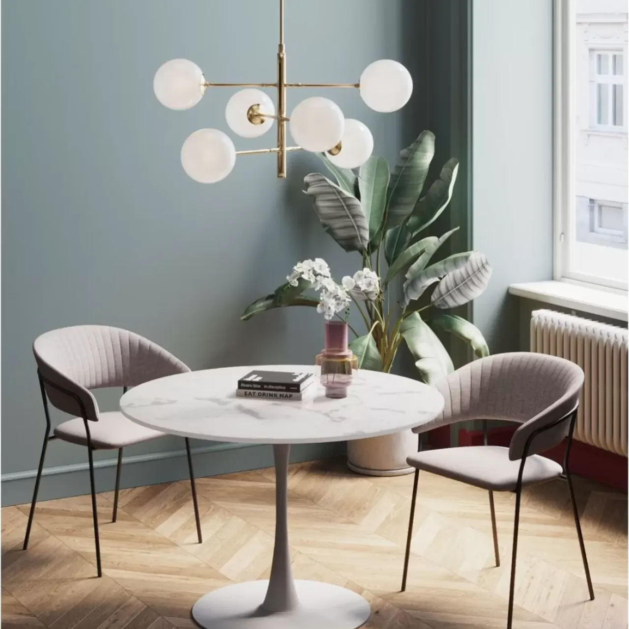 Tische-KARE Design Tisch Schickeria Marmor Weis O110Cm