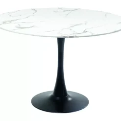 Tische-KARE Design Tisch Schickeria Marmor Weis Schwarz O110Cm