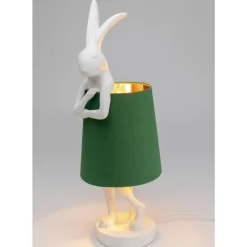 Tischleuchten-KARE Design Tischleuchte Animal Rabbit Weis/Grun 68Cm